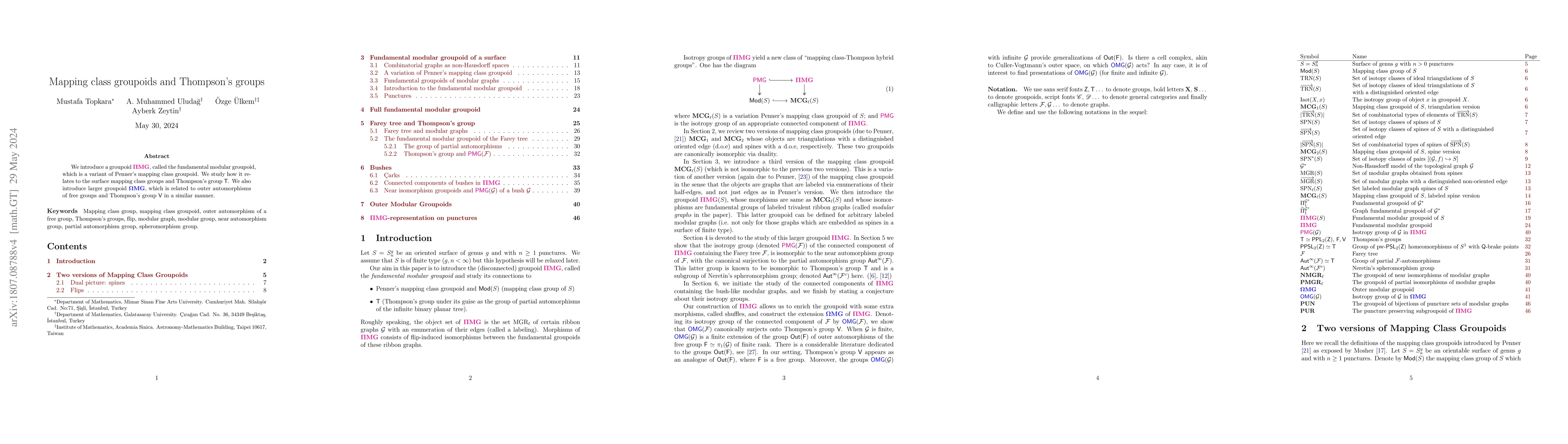 Thumbnail for Mapping class groupoids and Thompson's groups