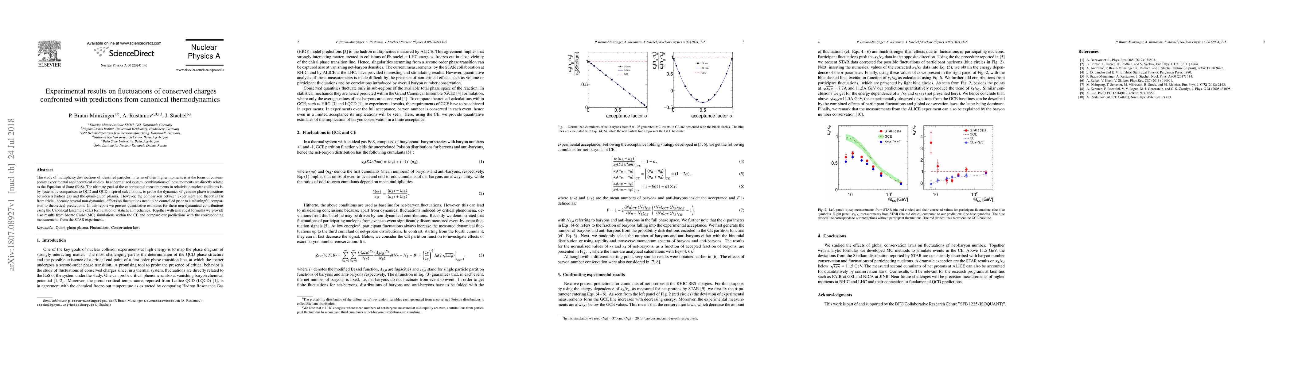 Thumbnail for Experimental results on fluctuations of conserved charges confronted
  with predictions from canonical thermodynamics