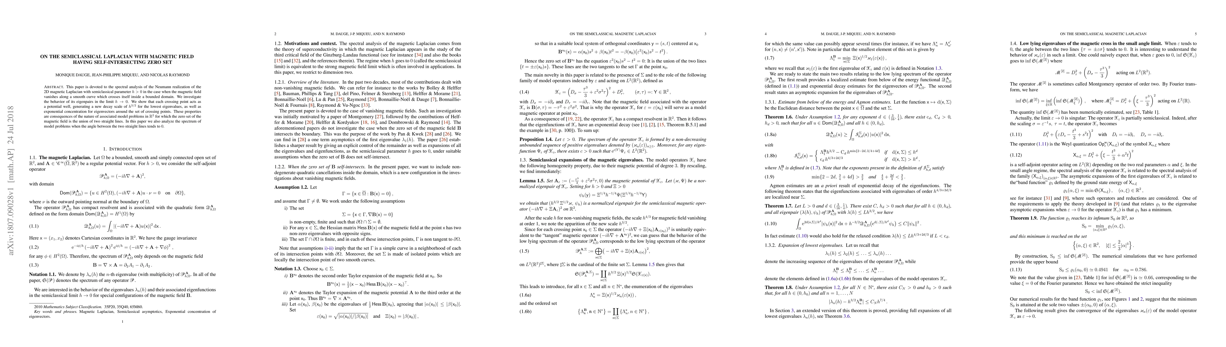 Thumbnail for On the semiclassical Laplacian with magnetic field having
  self-intersecting zero set