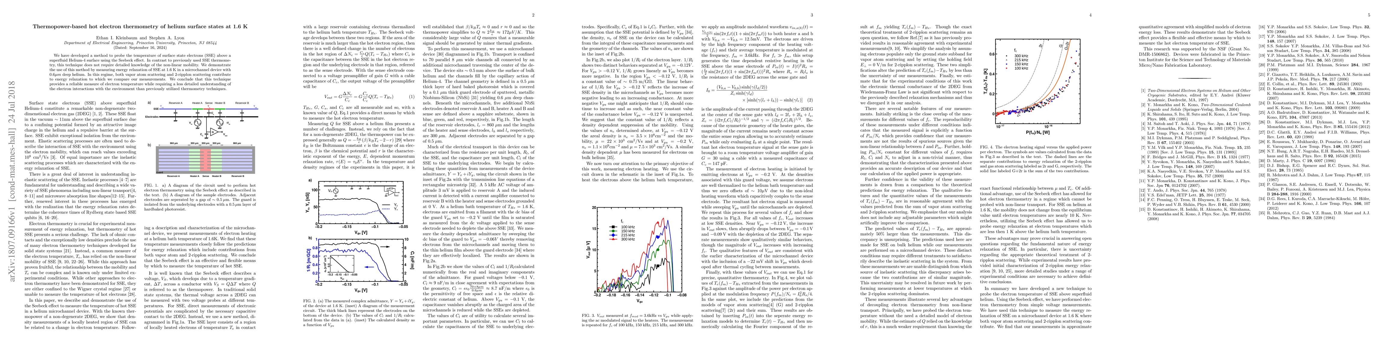 Thumbnail for Thermopower-based hot electron thermometry of helium surface states at
  1.6 K