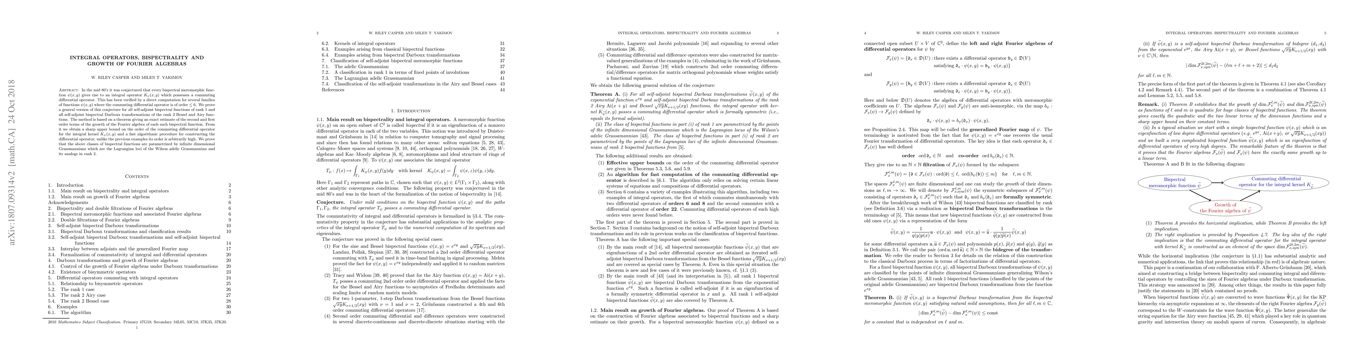 Thumbnail for Integral operators, bispectrality and growth of Fourier algebras