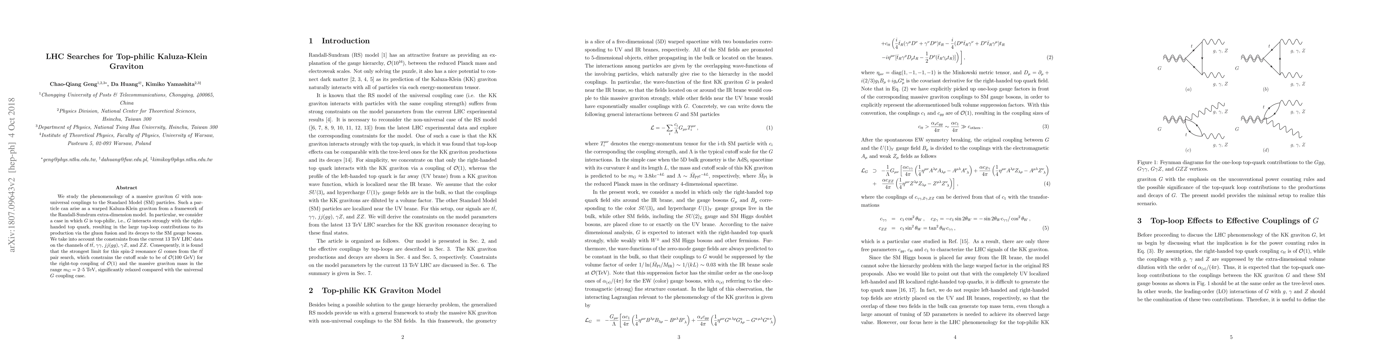 Thumbnail for LHC Searches for Top-philic Kaluza-Klein Graviton