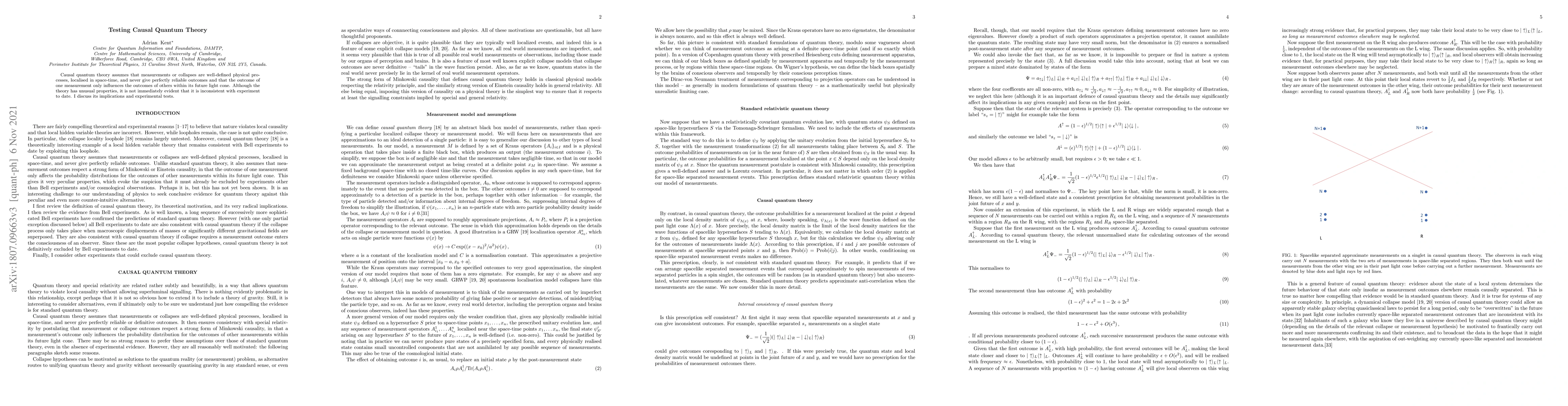 Thumbnail for Testing Causal Quantum Theory