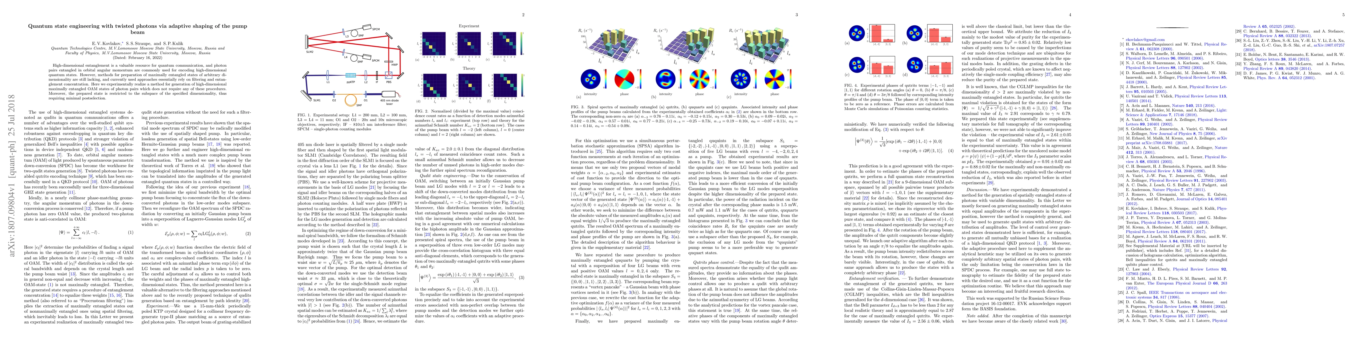 Thumbnail for Quantum state engineering with twisted photons via adaptive shaping of
  the pump beam