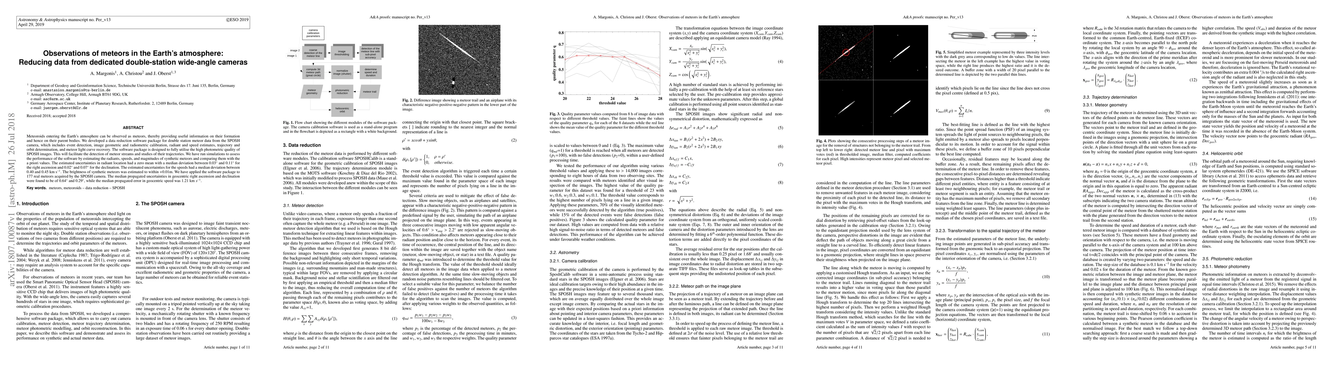 Thumbnail for Observations of meteors in the Earth's atmosphere: Reducing data from
  dedicated double-station wide-angle cameras