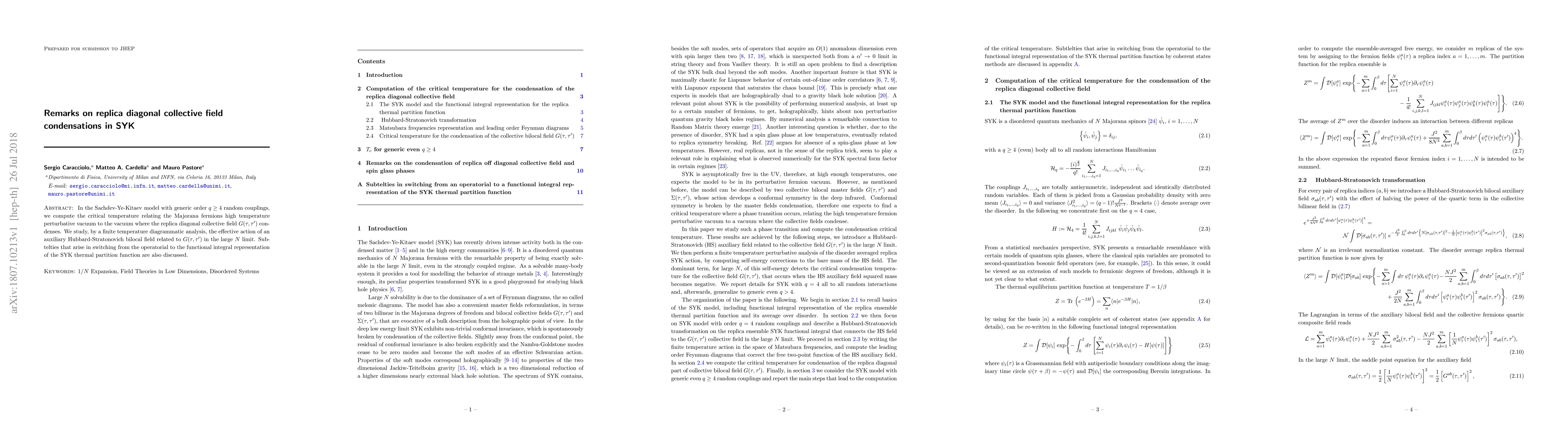 Thumbnail for Remarks on replica diagonal collective field condensations in SYK
