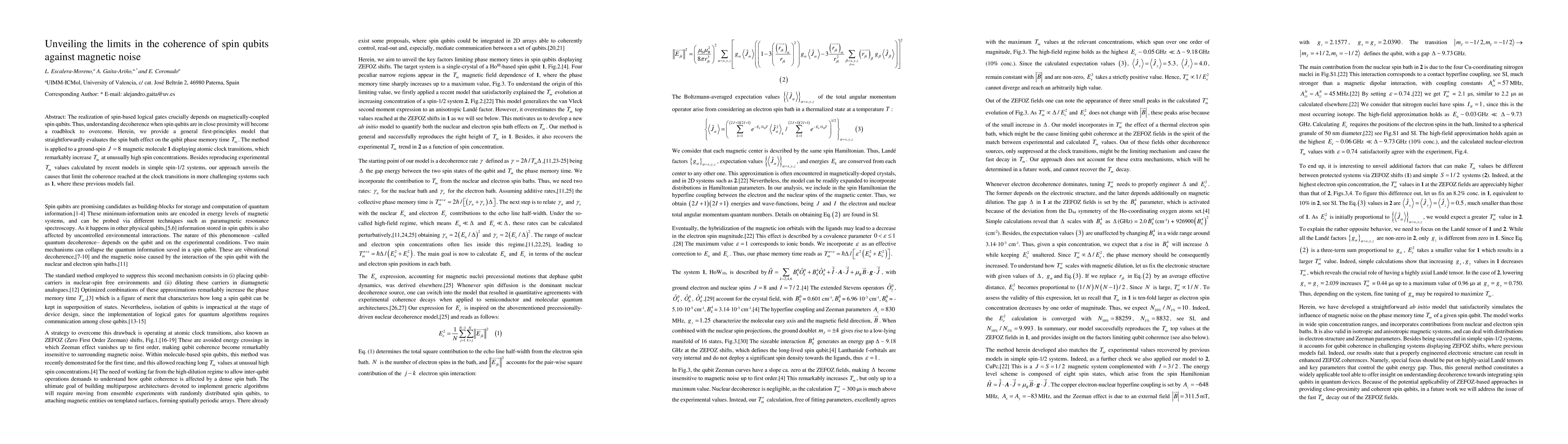 Thumbnail for Unveiling the limits in the coherence of spin qubits against magnetic
  noise