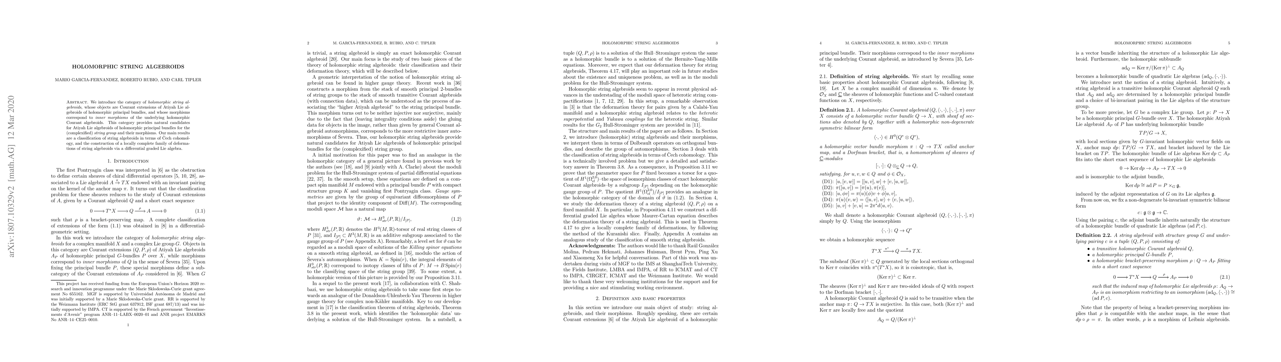 Thumbnail for Holomorphic string algebroids