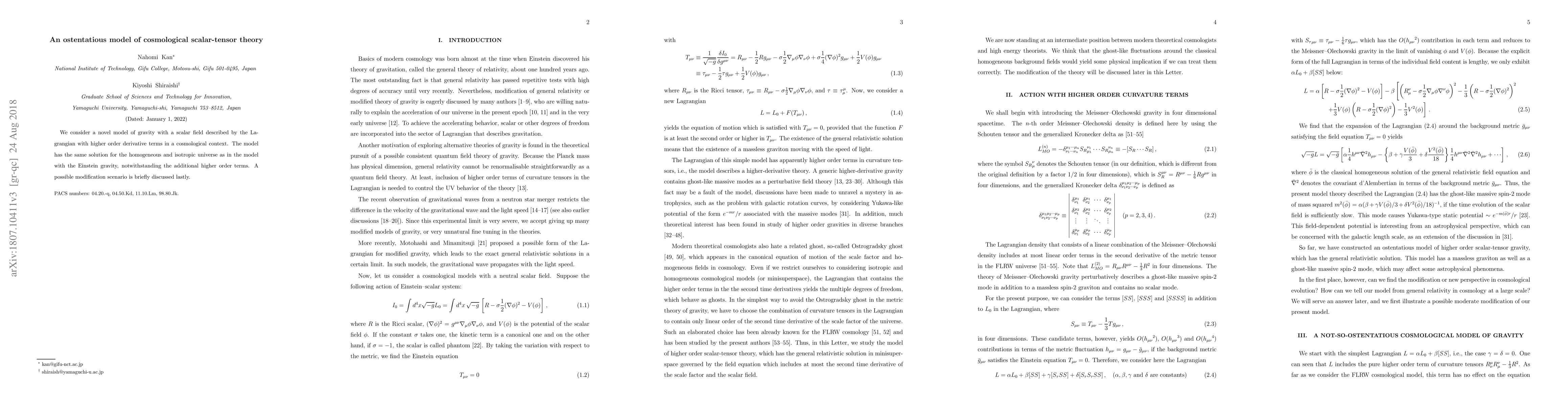 Thumbnail for An ostentatious model of cosmological scalar-tensor theory
