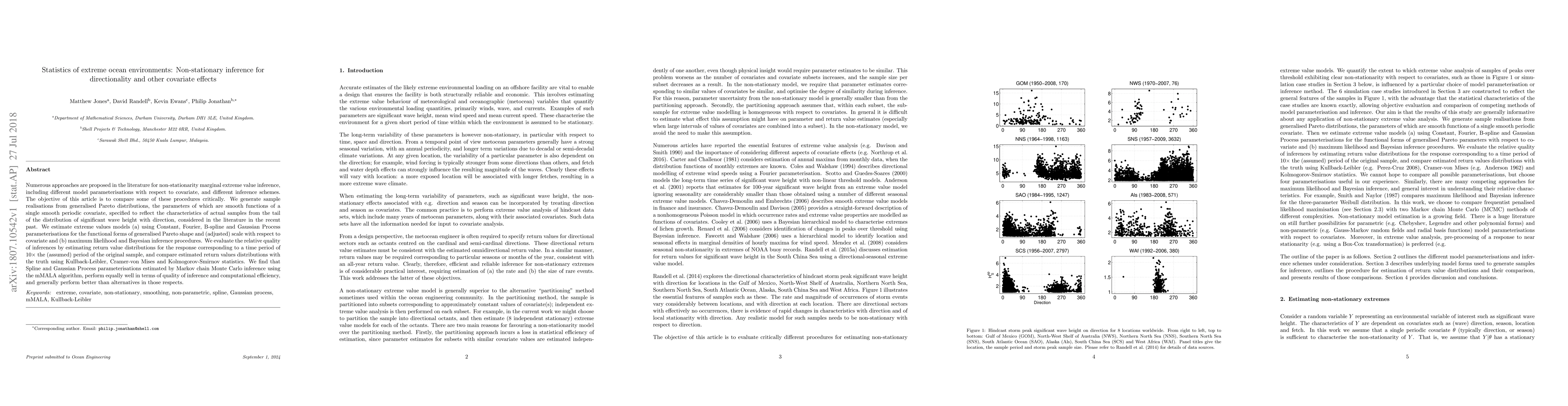 Thumbnail for Statistics of extreme ocean environments: Non-stationary inference for
  directionality and other covariate effects