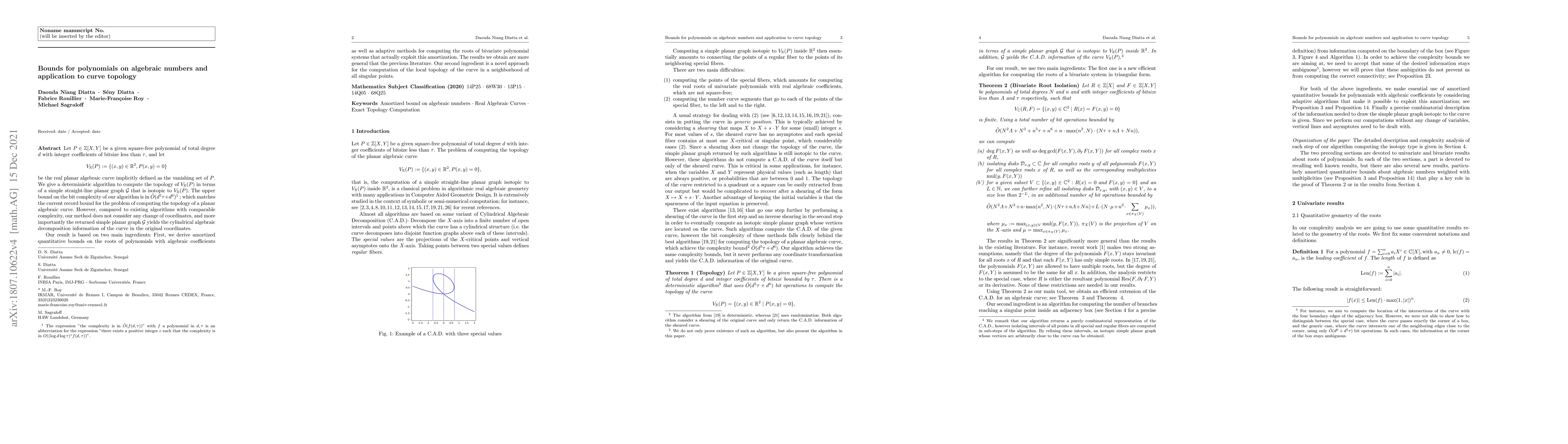 Thumbnail for Bounds for polynomials on algebraic numbers and application to curve
  topology