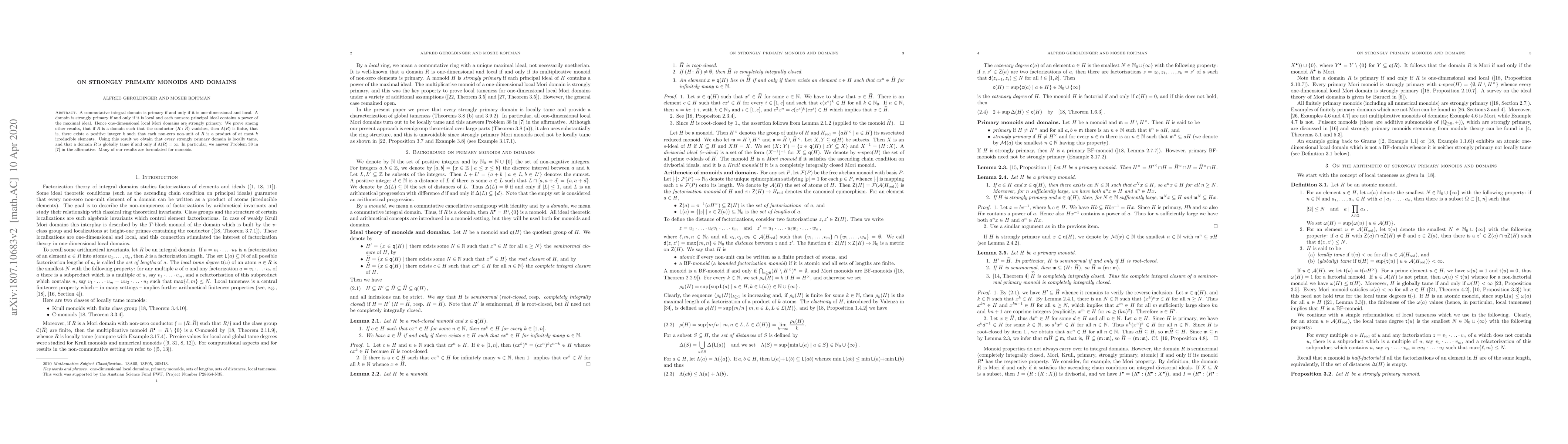 Thumbnail for On strongly primary monoids and domains
