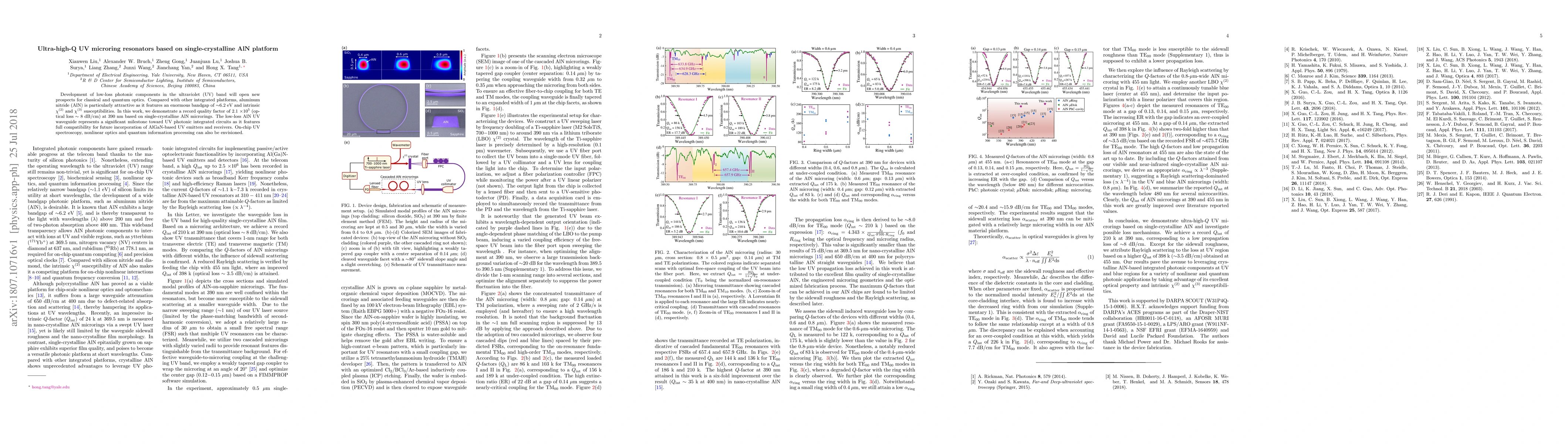 Thumbnail for Ultra-high-Q UV microring resonators based on single-crystalline AlN
  platform