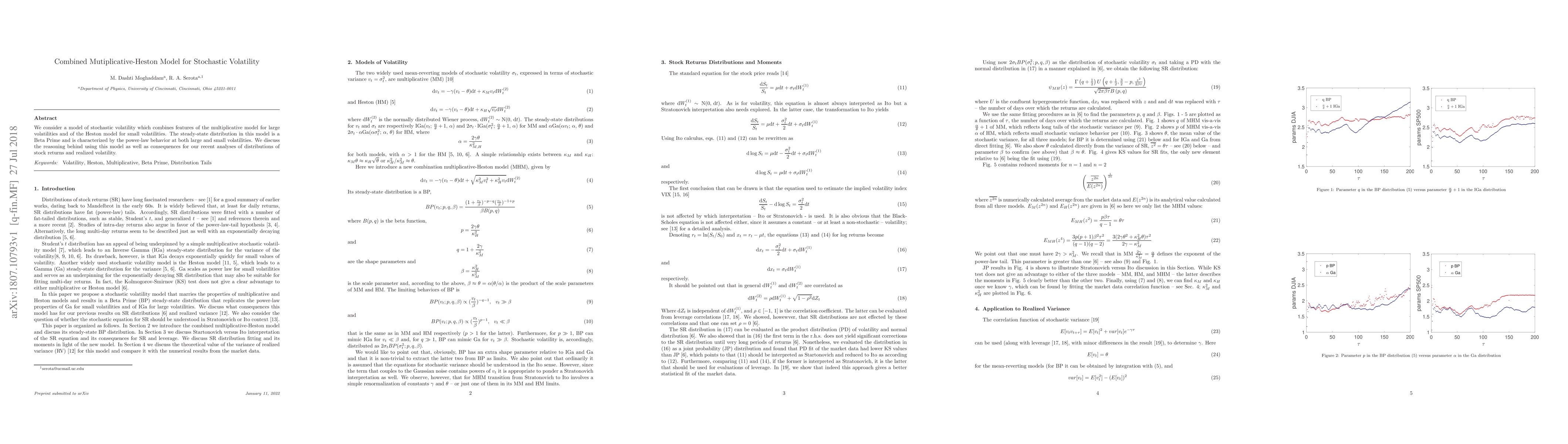 Thumbnail for Combined Mutiplicative-Heston Model for Stochastic Volatility