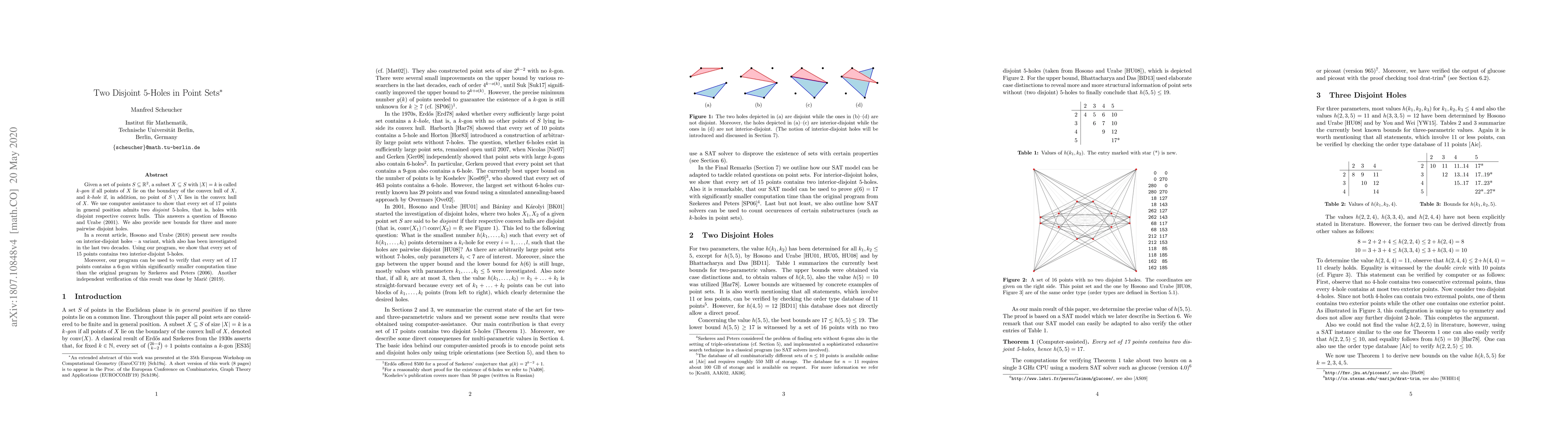 Thumbnail for Two Disjoint 5-Holes in Point Sets