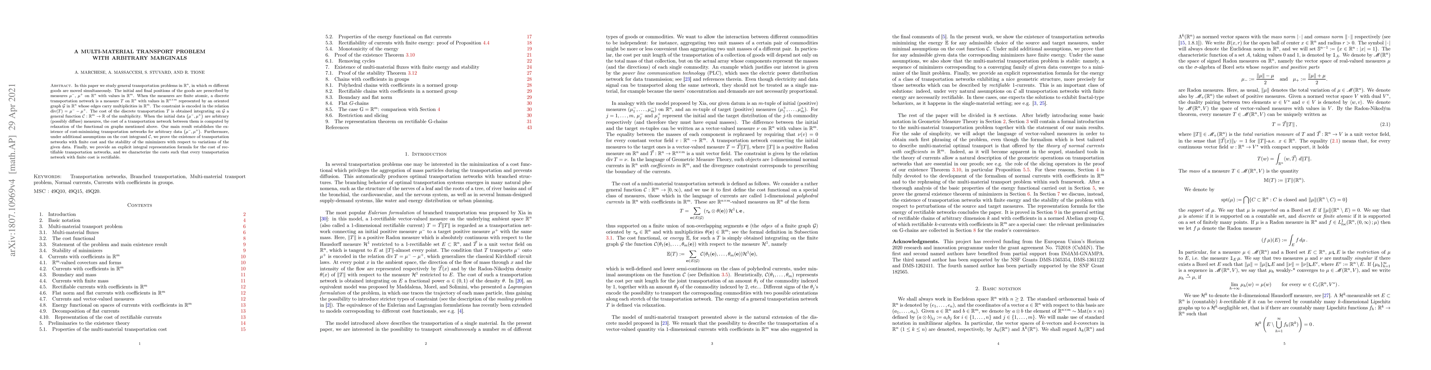Thumbnail for A multi-material transport problem with arbitrary marginals