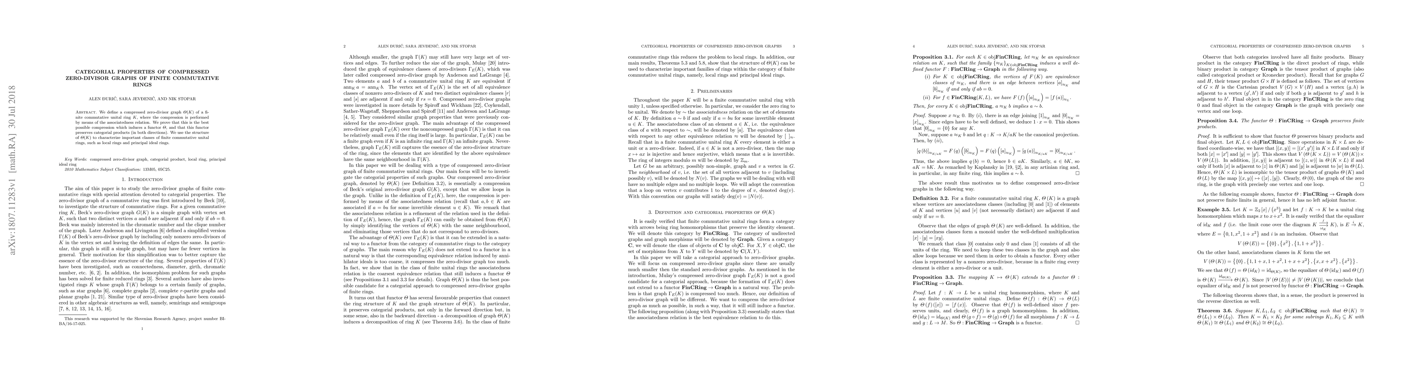 Thumbnail for Categorial properties of compressed zero-divisor graphs of finite
  commutative rings
