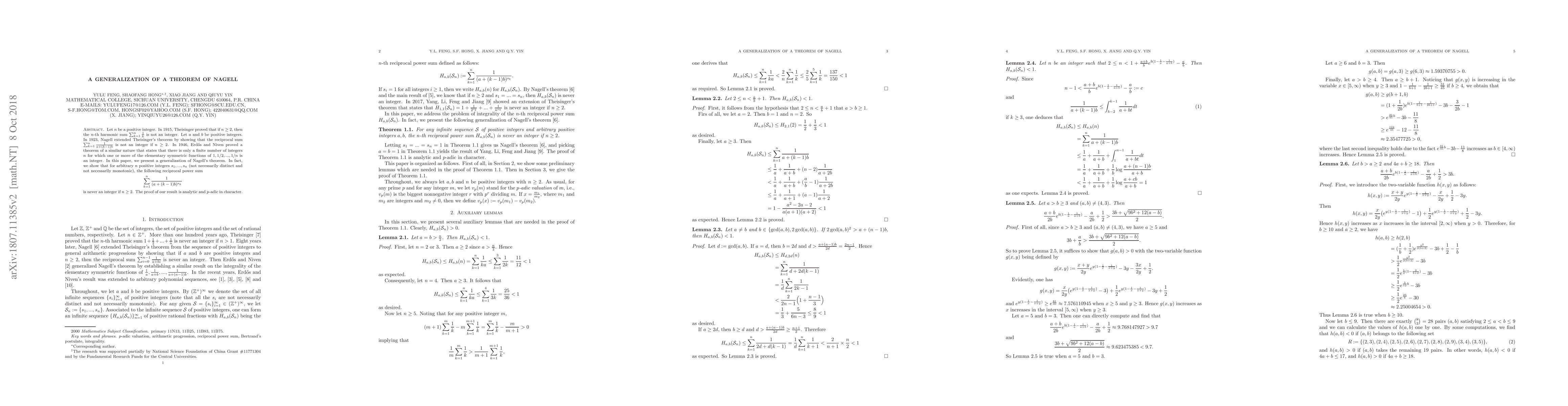 Thumbnail for A generalization of a theorem of Nagell