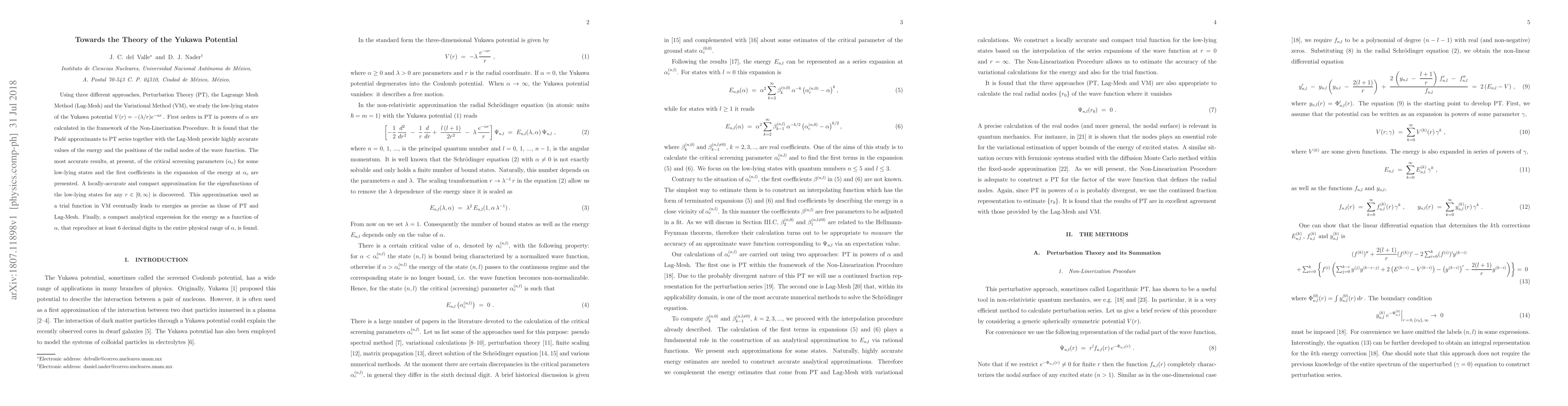 Thumbnail for Towards the Theory of the Yukawa Potential