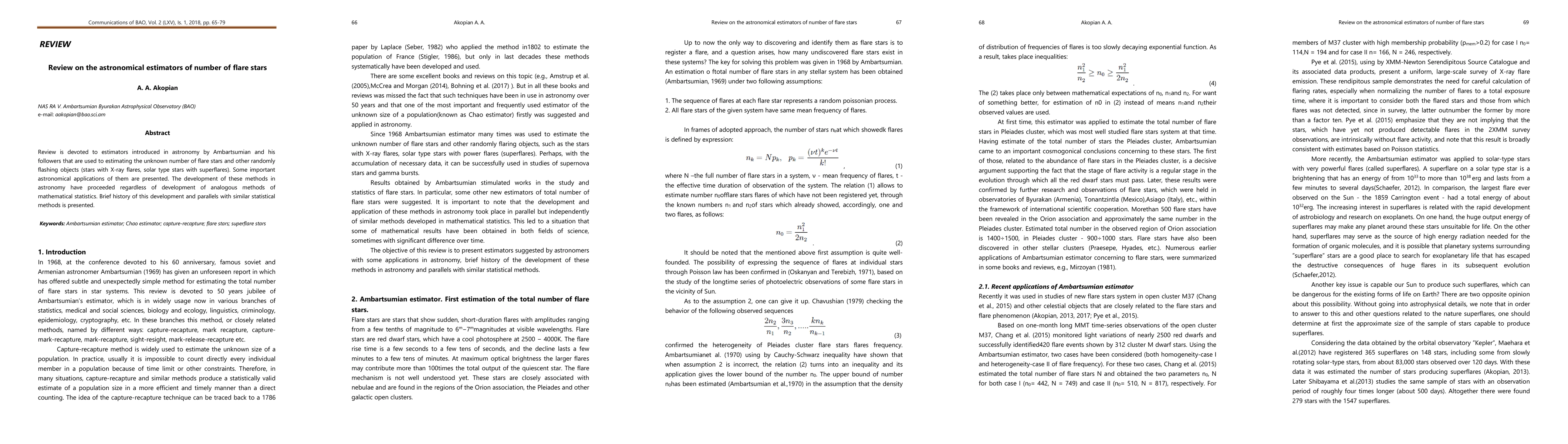 Thumbnail for Review on the astronomical estimators of number of flare stars