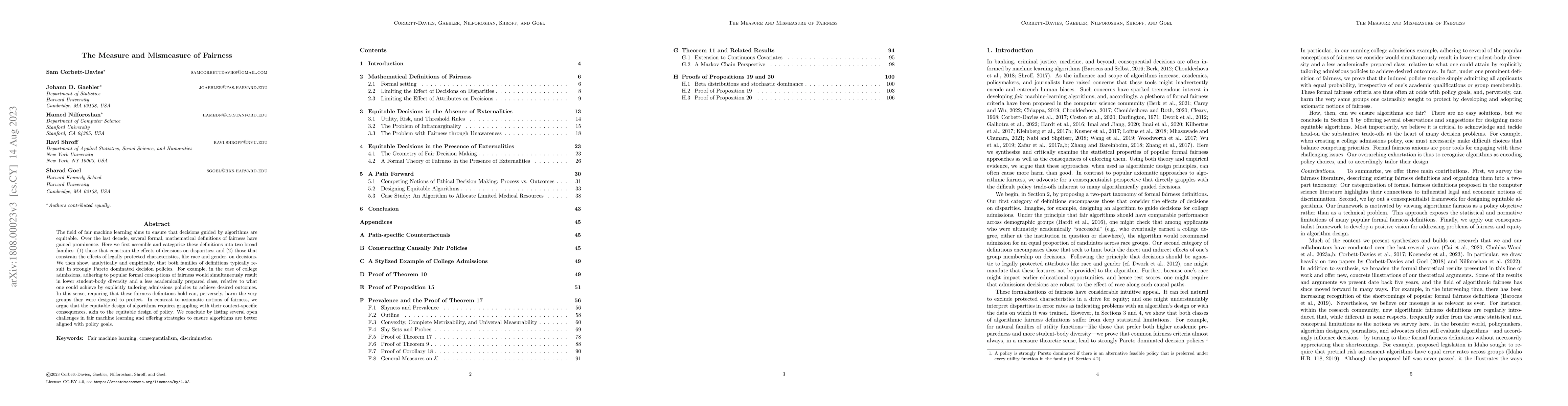 Thumbnail for The Measure and Mismeasure of Fairness