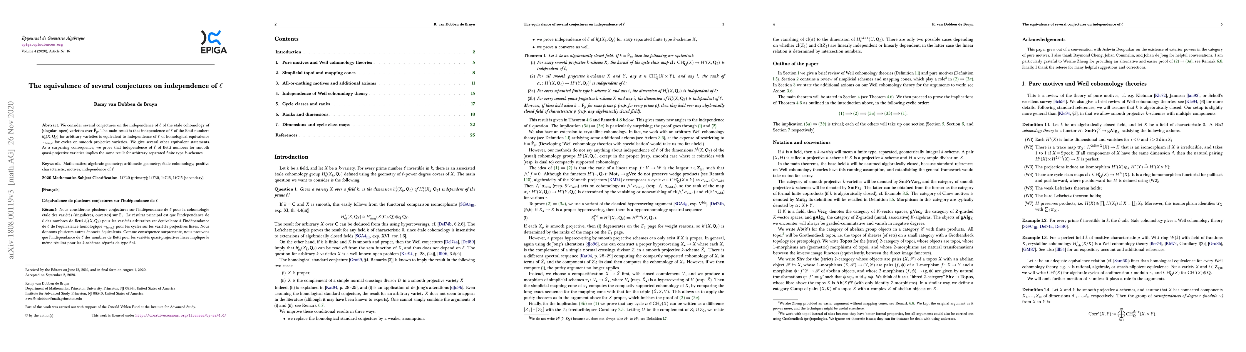 Thumbnail for The equivalence of several conjectures on independence of $\ell$