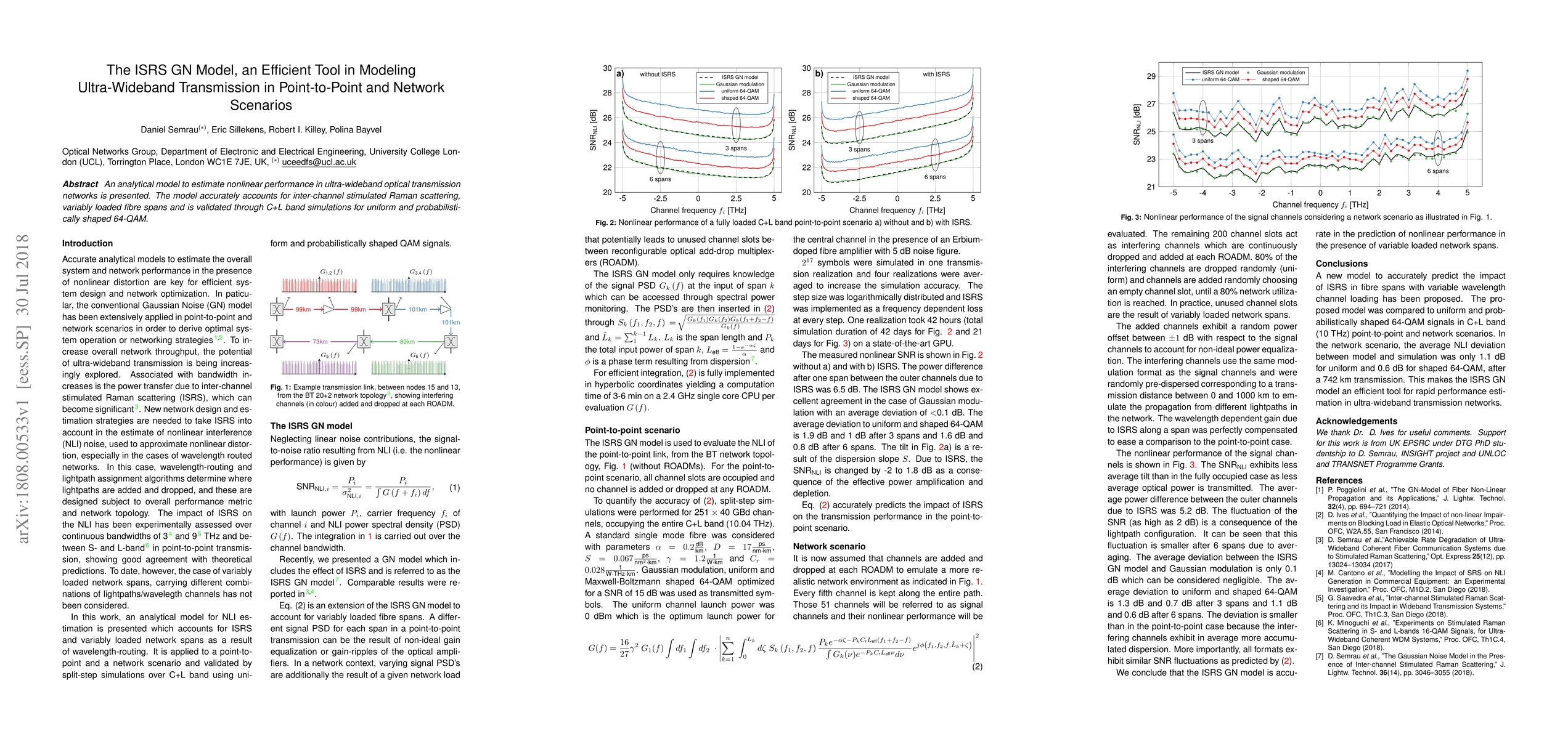 Thumbnail for The ISRS GN Model, an Efficient Tool in Modeling Ultra-Wideband
  Transmission in Point-to-Point and Network Scenarios