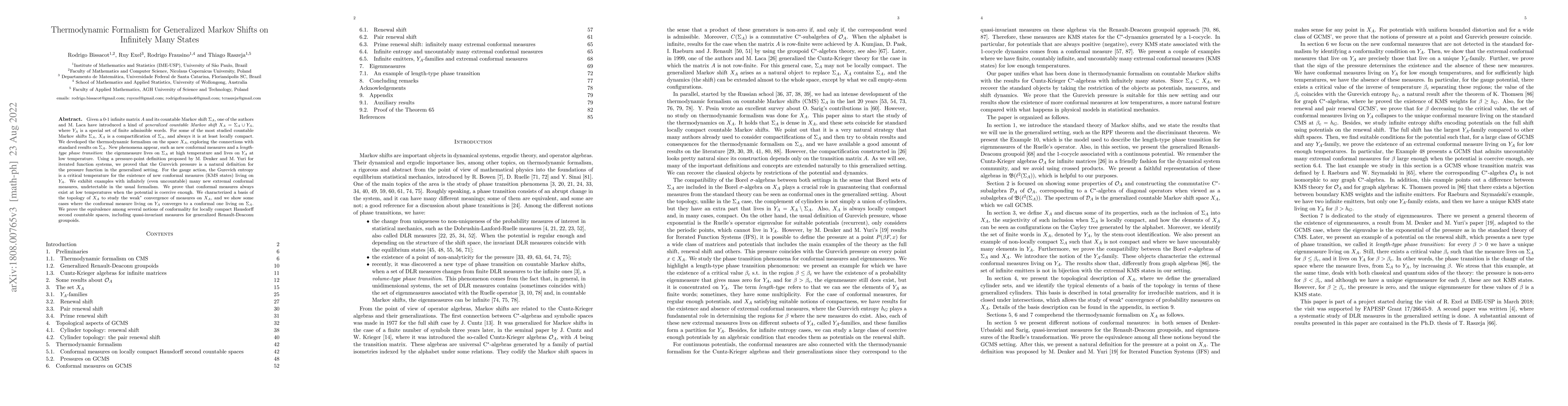Thumbnail for Thermodynamic Formalism for Generalized Markov Shifts on Infinitely Many
  States