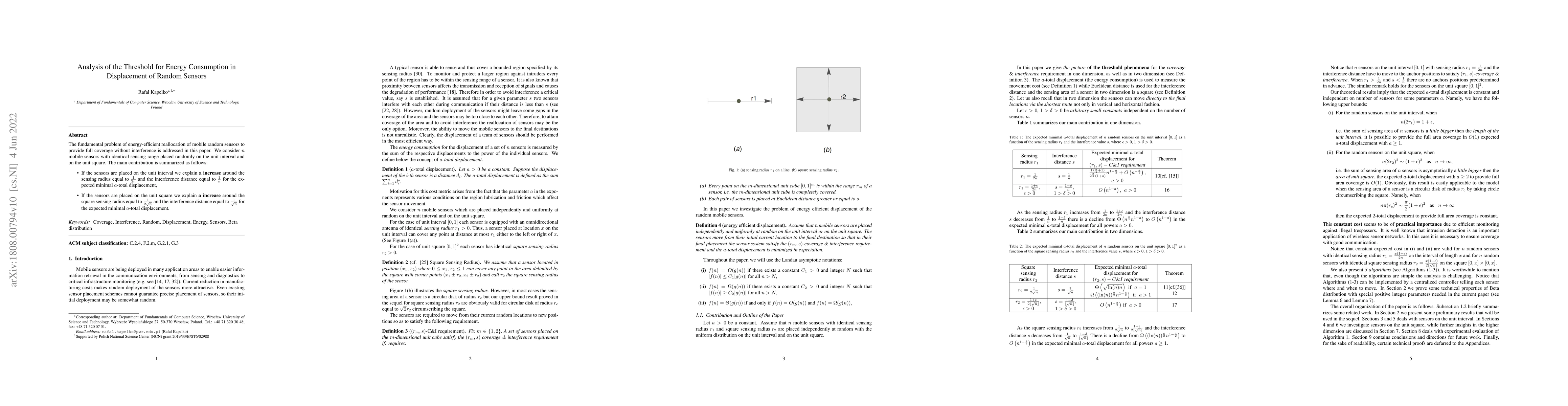 Thumbnail for Analysis of the Threshold for Energy Consumption in Displacement of
  Random Sensors
