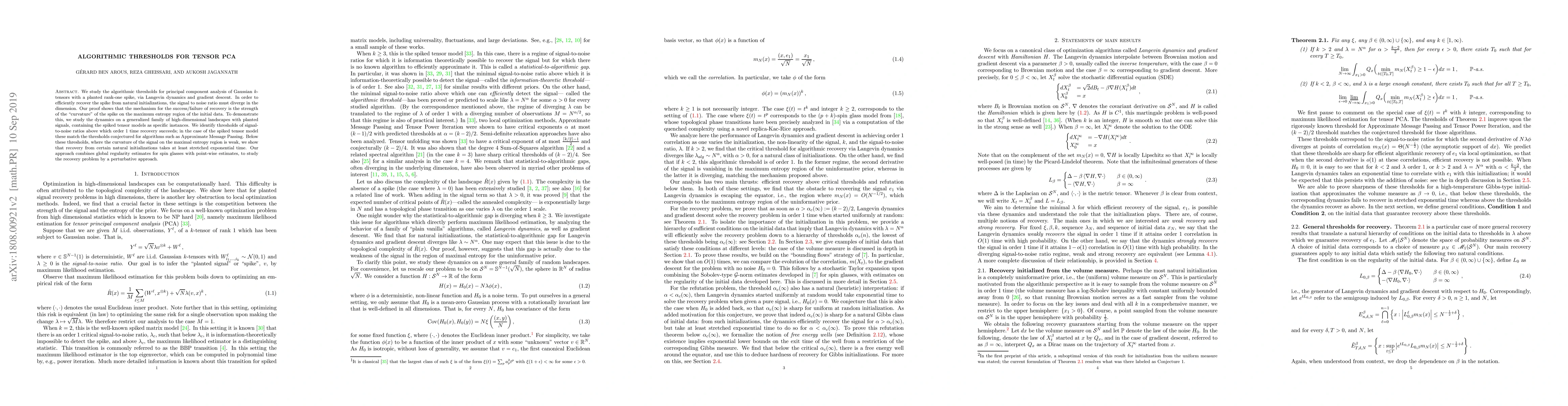 Thumbnail for Algorithmic thresholds for tensor PCA