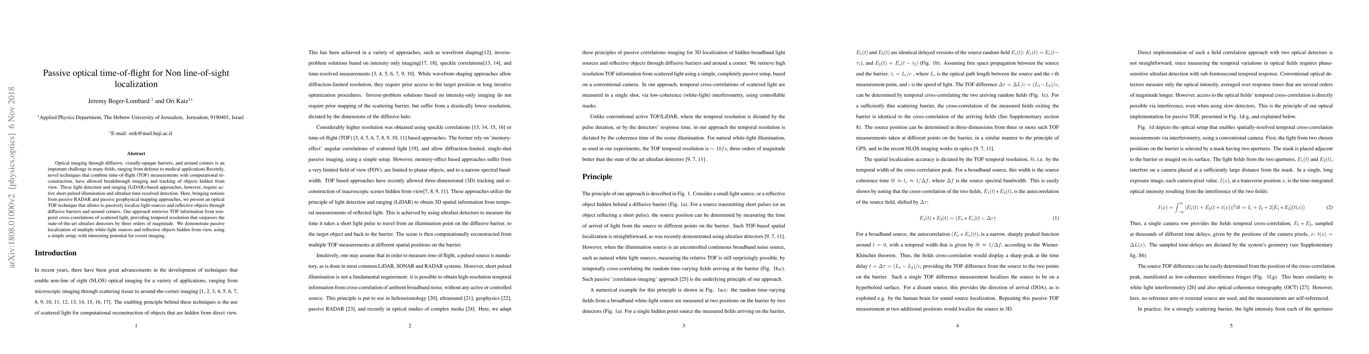 Thumbnail for Passive optical time-of-flight for Non line-of-sight localization