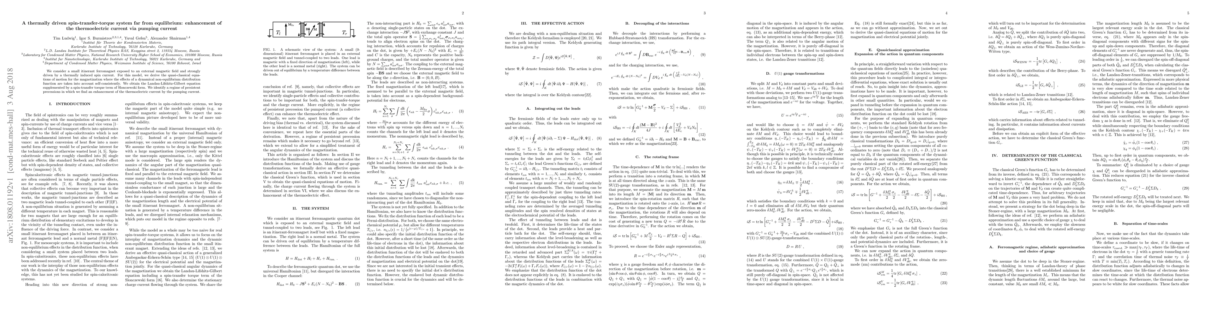 Thumbnail for A thermally driven spin-transfer-torque system far from equilibrium:
  enhancement of the thermoelectric current via pumping current