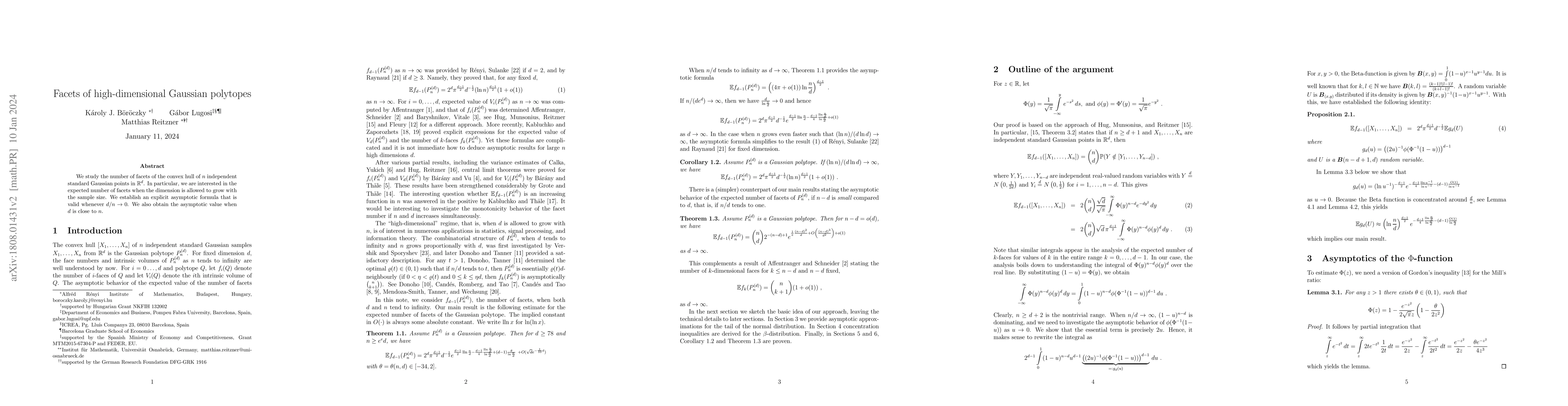 Thumbnail for Facets of high-dimensional Gaussian polytopes