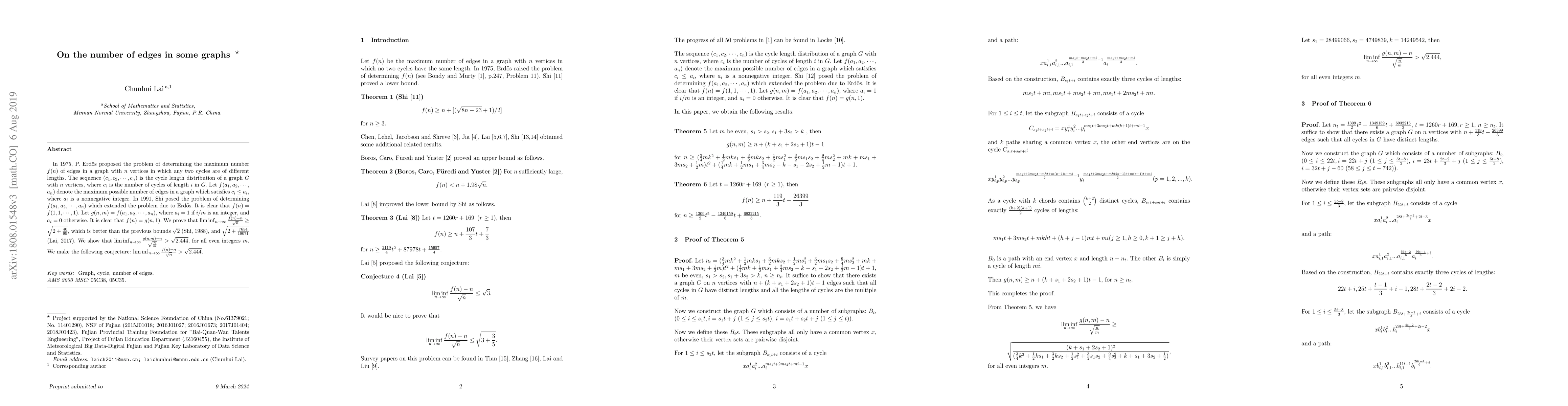 Thumbnail for On the number of edges in some graphs