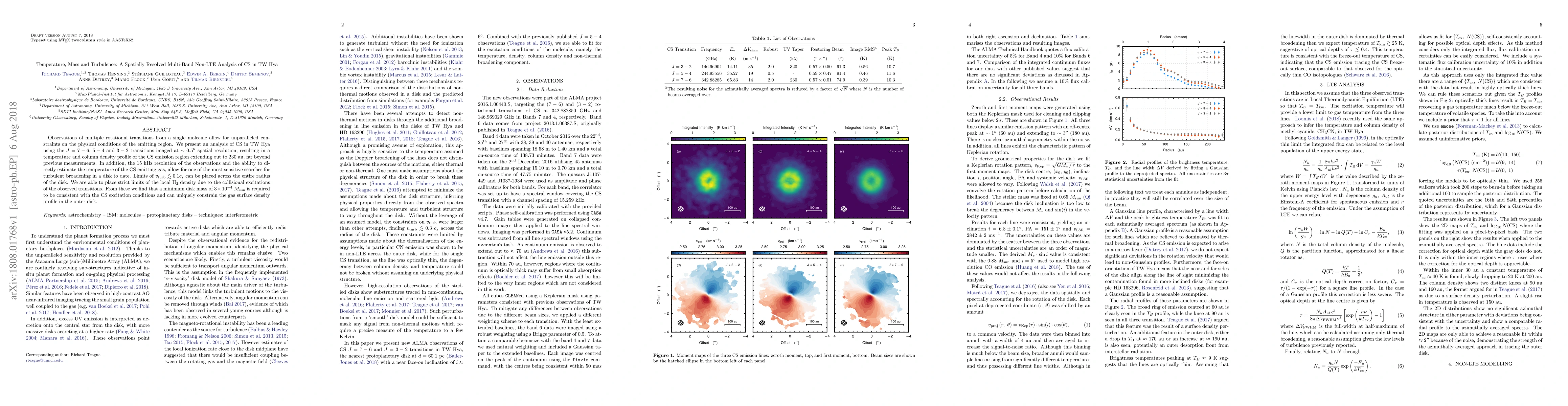 Thumbnail for Temperature, Mass and Turbulence: A Spatially Resolved Multi-Band
  Non-LTE Analysis of CS in TW~Hya