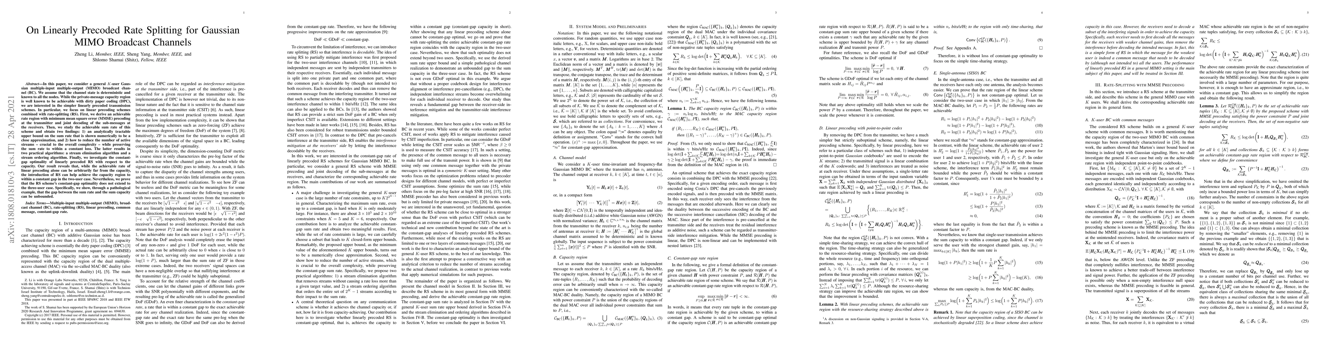 Thumbnail for On Linearly Precoded Rate Splitting for Gaussian MIMO Broadcast Channels
