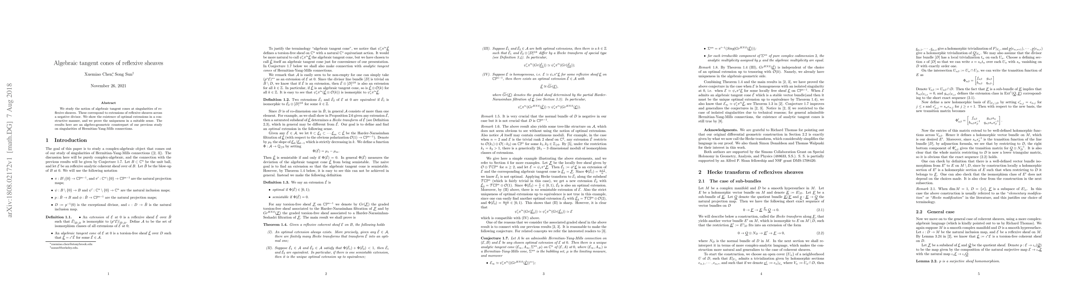 Thumbnail for Algebraic tangent cones of reflexive sheaves
