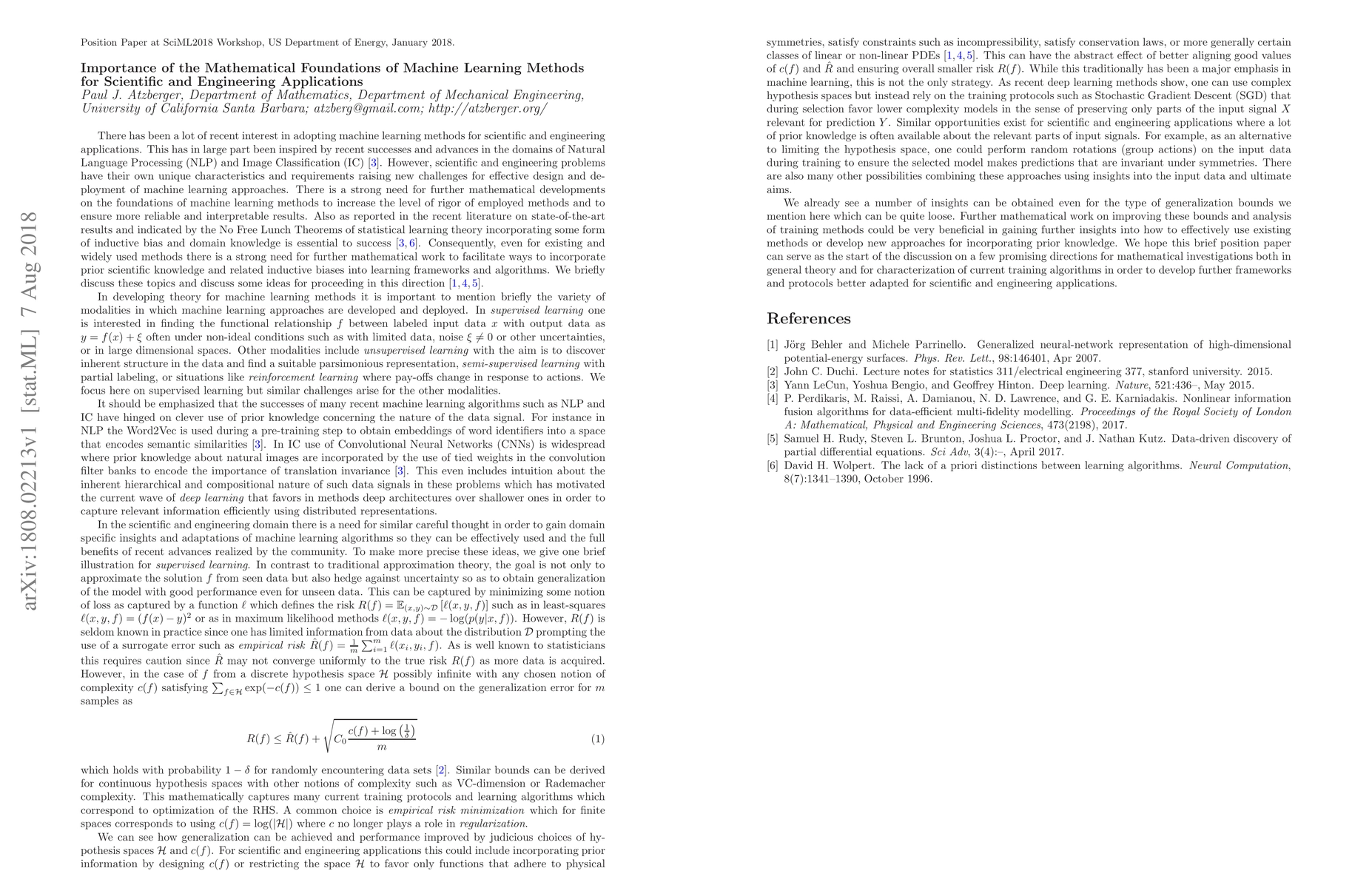 Thumbnail for Importance of the Mathematical Foundations of Machine Learning Methods
  for Scientific and Engineering Applications