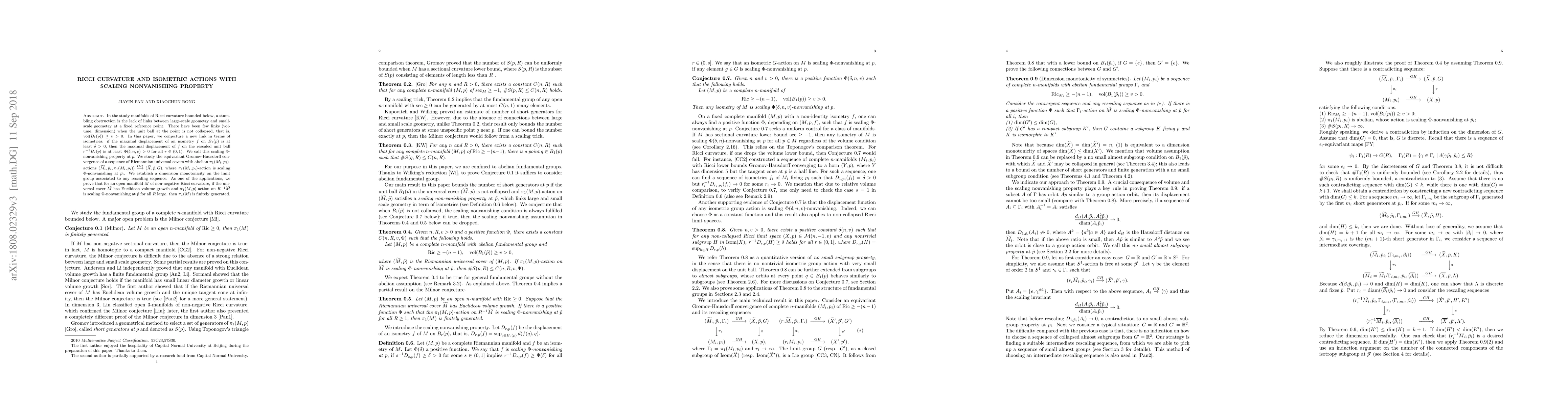 Thumbnail for Ricci curvature and isometric actions with scaling nonvanishing property