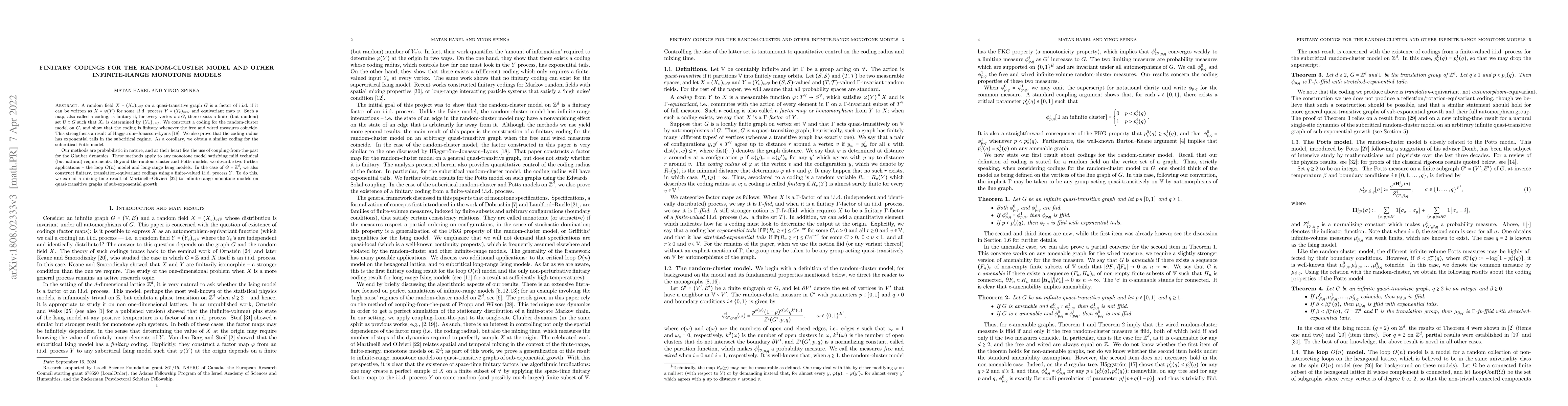 Thumbnail for Finitary codings for the random-cluster model and other infinite-range
  monotone models
