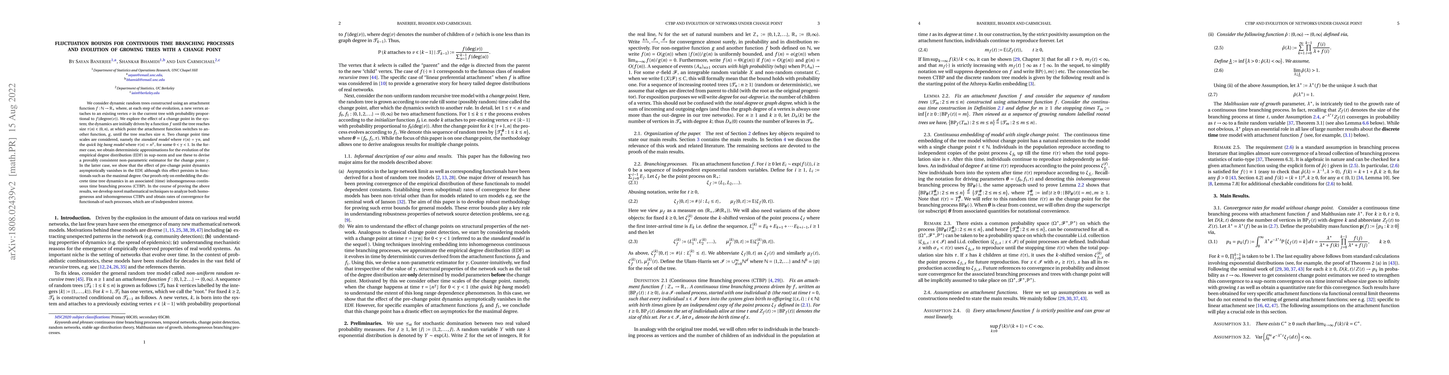 Thumbnail for Fluctuation Bounds for Continuous Time Branching Processes and Evolution
  of Growing Trees With a Change Point