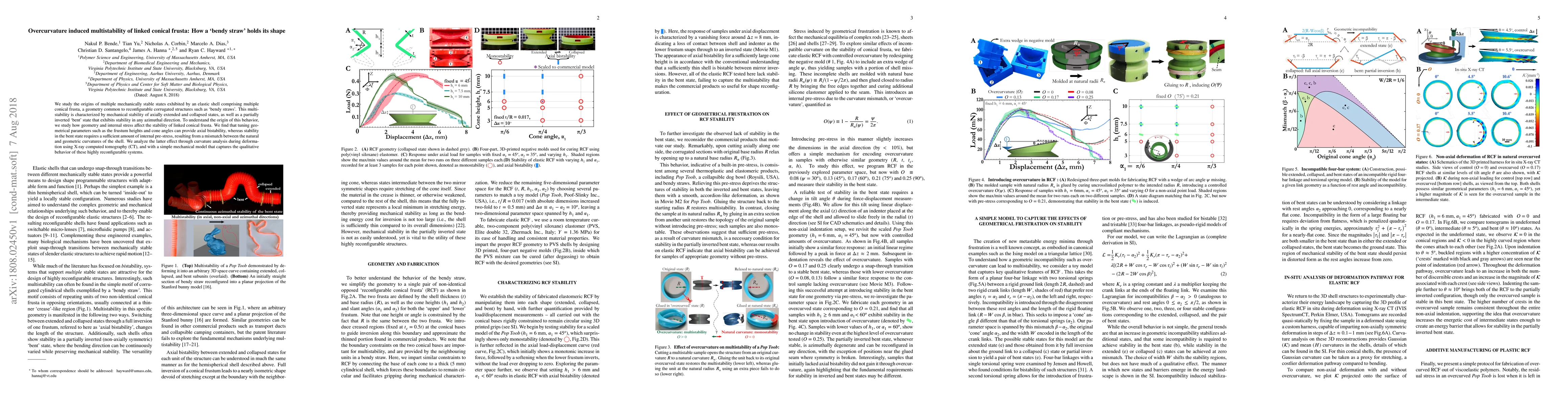 Thumbnail for Overcurvature induced multistability of linked conical frusta: How a
  `bendy straw' holds its shape
