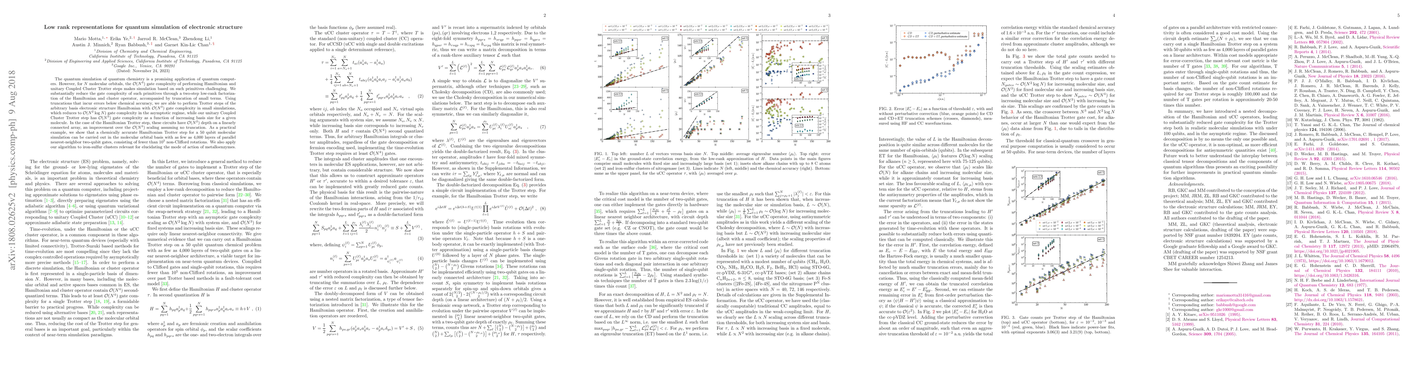 Thumbnail for Low rank representations for quantum simulation of electronic structure