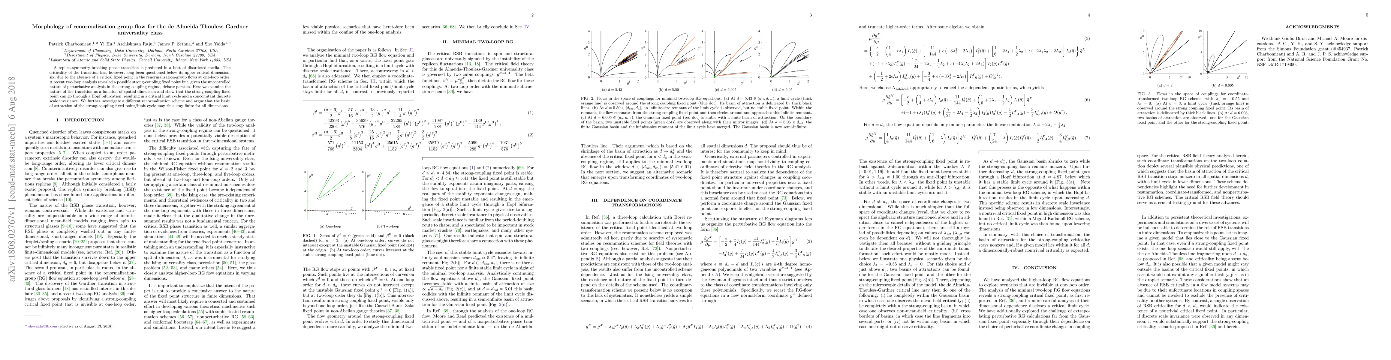 Thumbnail for Morphology of renormalization-group flow for the de
  Almeida-Thouless-Gardner universality class