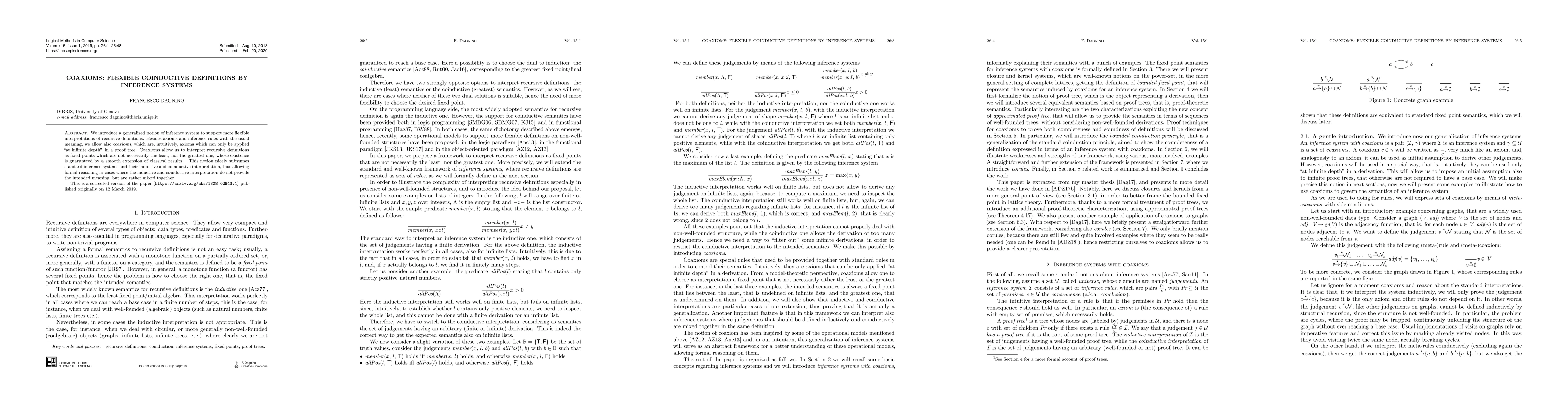 Thumbnail for Coaxioms: flexible coinductive definitions by inference systems