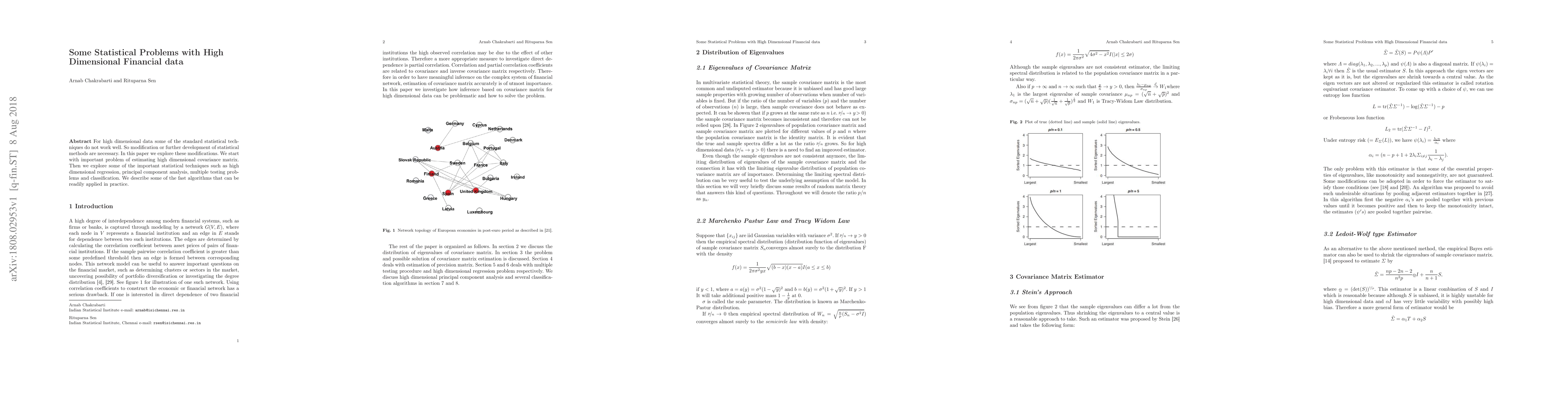 Thumbnail for Some Statistical Problems with High Dimensional Financial data