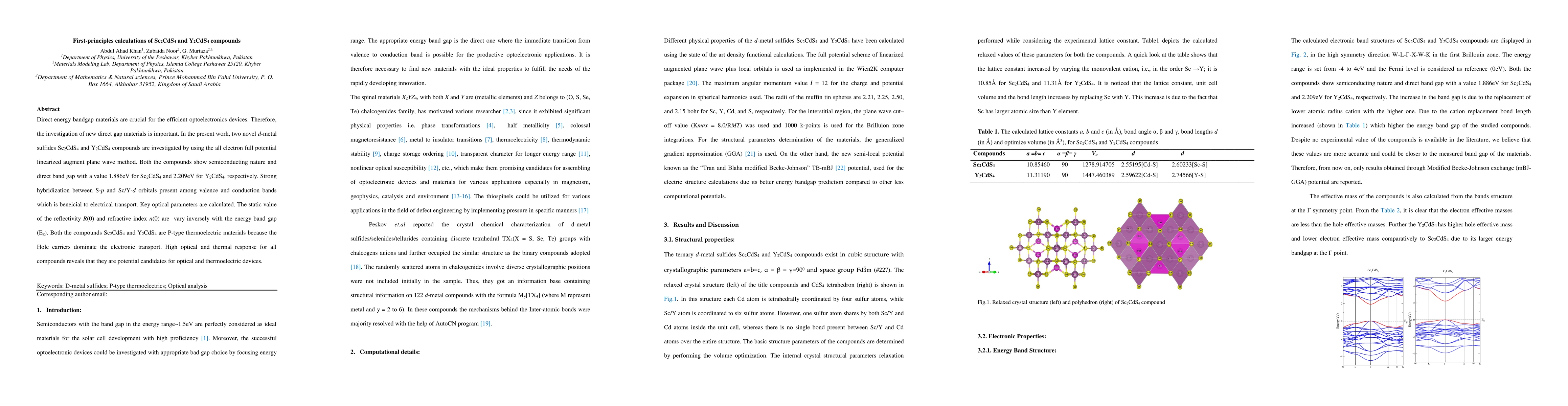 Thumbnail for First-principles calculations of Sc2CdS4 and Y2CdS4 compounds