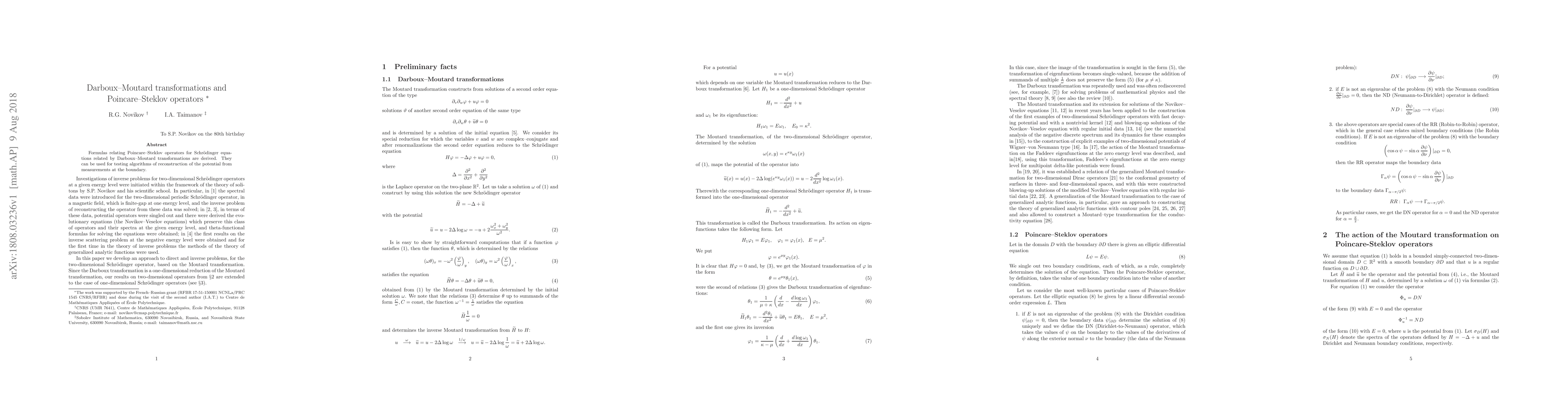 Thumbnail for Darboux-Moutard transformations and Poincare-Steklov operators