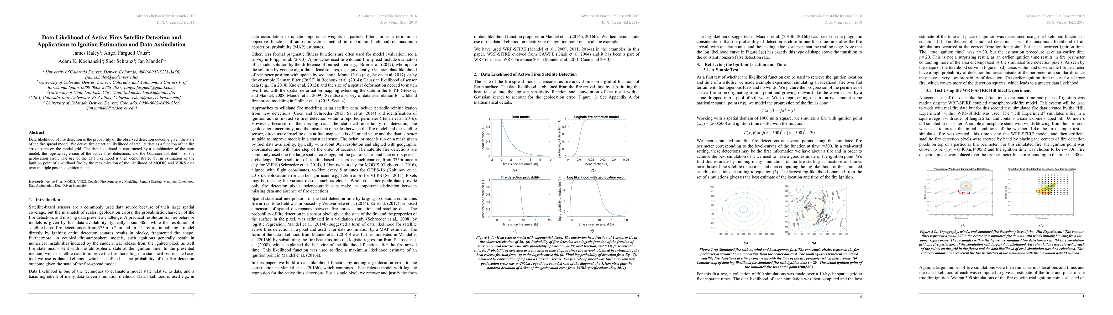 Thumbnail for Data Likelihood of Active Fires Satellite Detection and Applications to
  Ignition Estimation and Data Assimilation