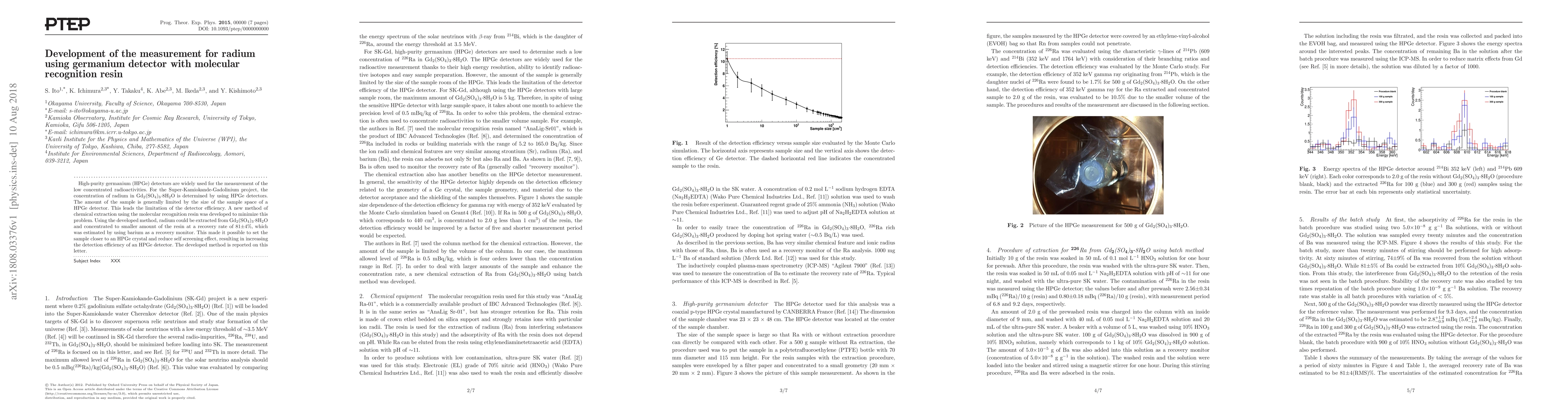 Thumbnail for Development of the measurement for radium using germanium detector with
  molecular recognition resin